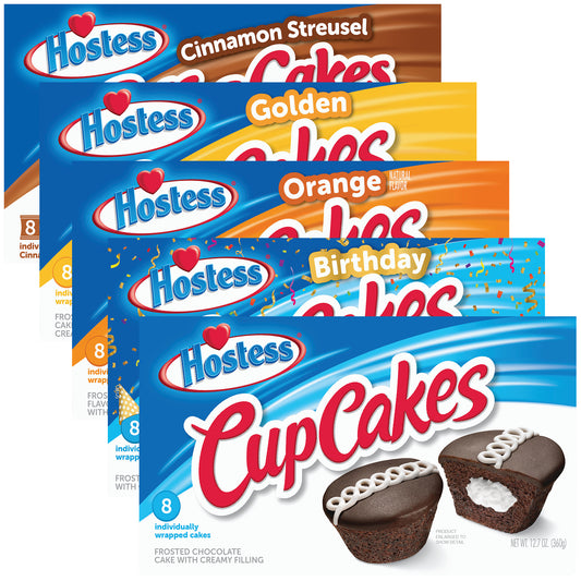 Hostess Cake Lovers Coffee & Cupcake Variety Pack - Delicious Coffee Cake and Cupcakes - Snack Cakes for Kids and Adults | 5 x 8 Packs (40 count)